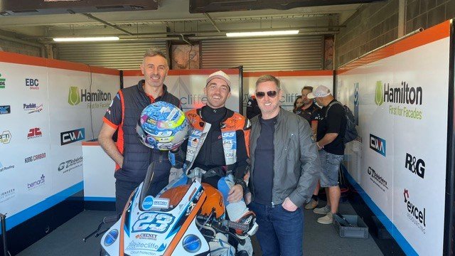 Luke Hedger with the DIW team in the British Superbike paddock